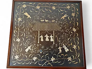 Japanese embroidered silk tapestry, 20th century