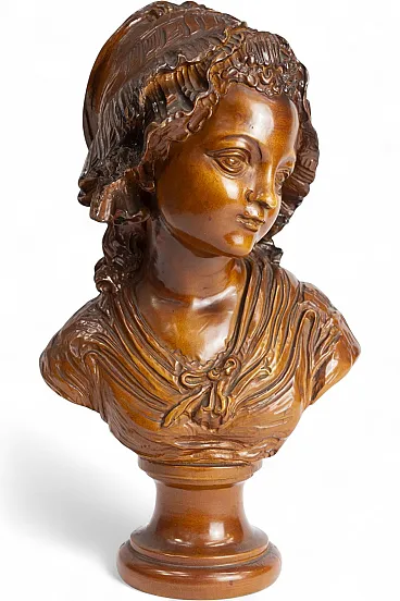 Busto ligneo di contadina, anni '80