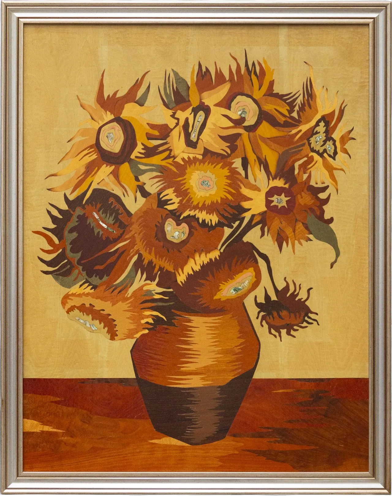 I Girasoli, Quadro intarsiato di Luciano Frigerio, anni '70 16