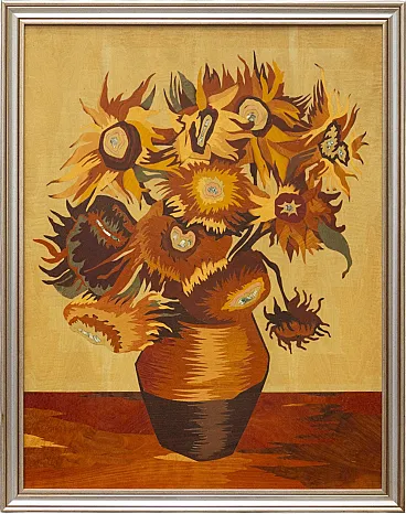 I Girasoli, Quadro intarsiato di Luciano Frigerio, anni '70
