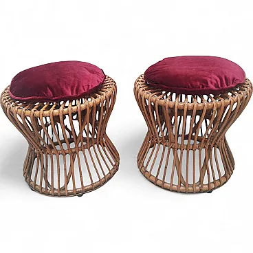Pair of rattan stools, 1970s