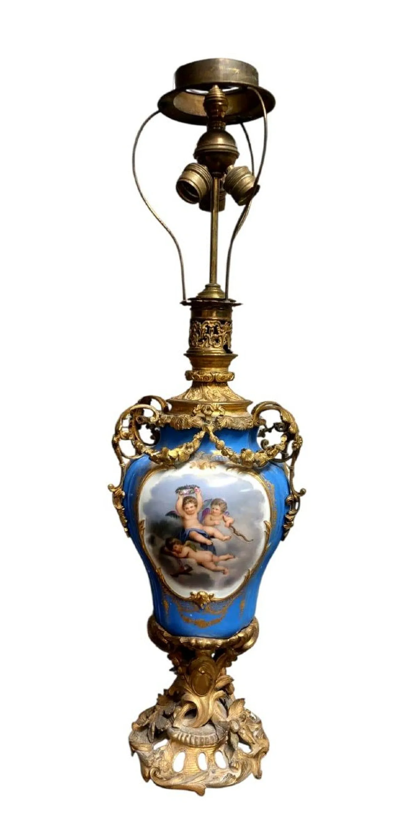Mercury lamp in Sèvres porcelain and gilded bronze, 19th century 1