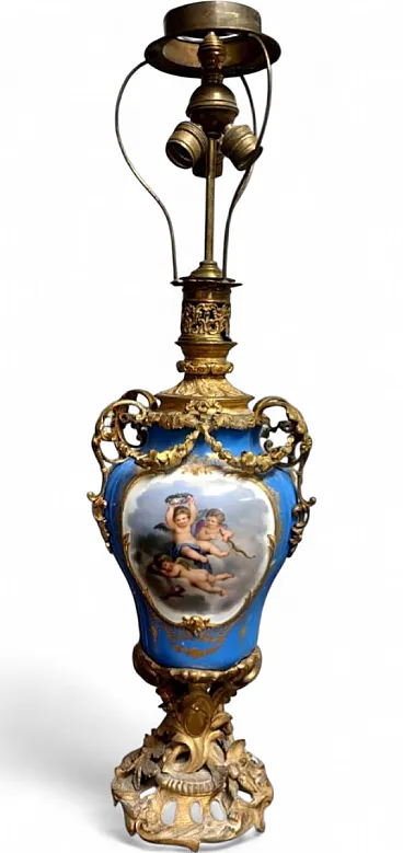 Mercury lamp in Sèvres porcelain and gilded bronze, 19th century