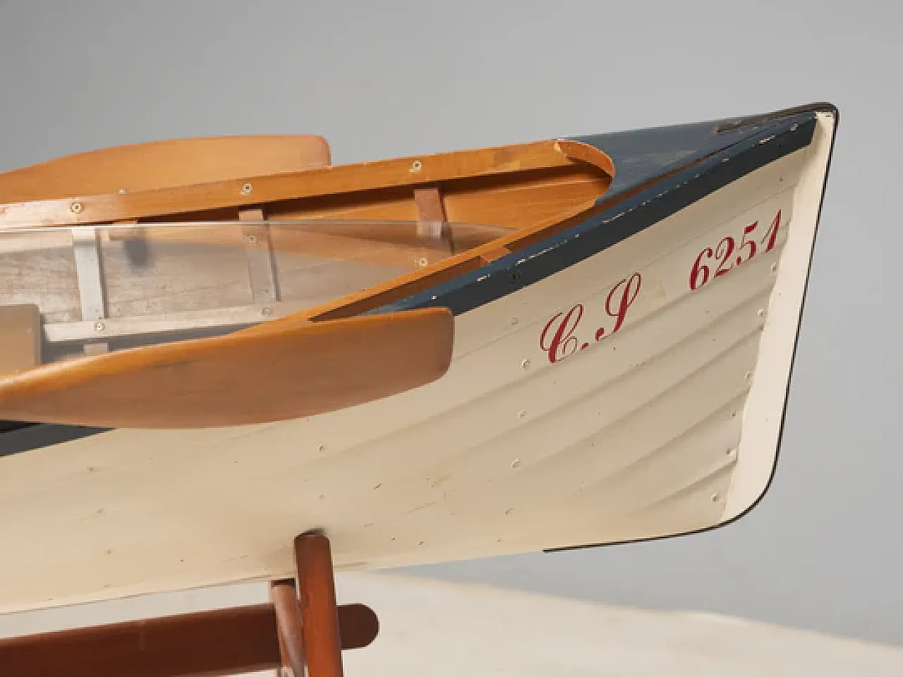 Reimagined boat-form coffee table with glass top, 2000s 3