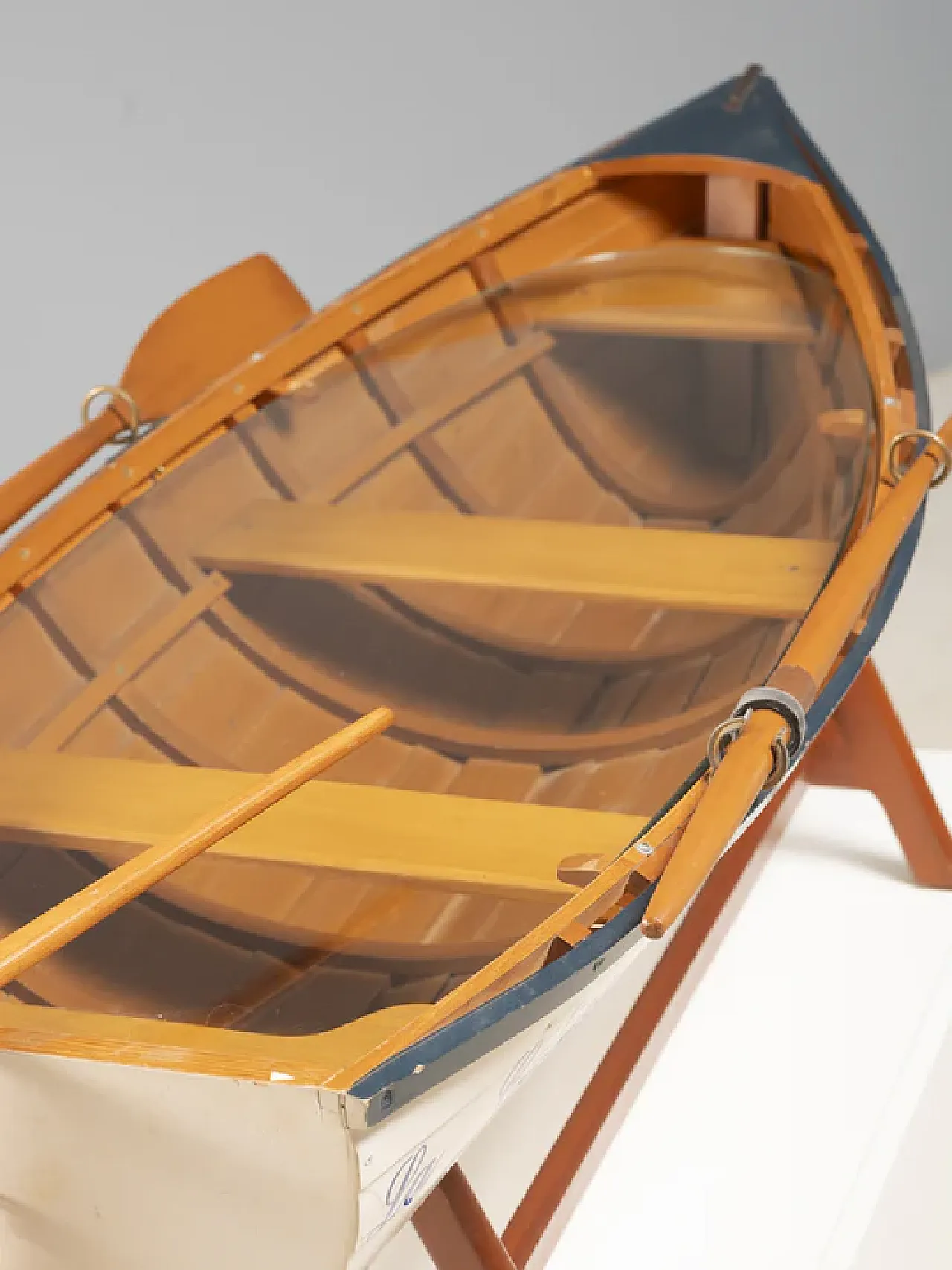 Reimagined boat-form coffee table with glass top, 2000s 7