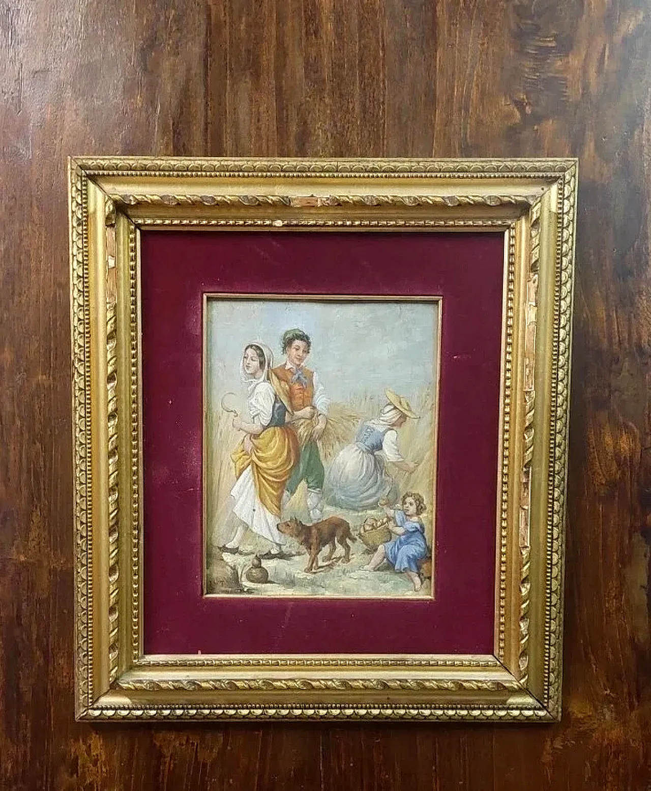 Scena contadina, olio su legno, metà '800 2