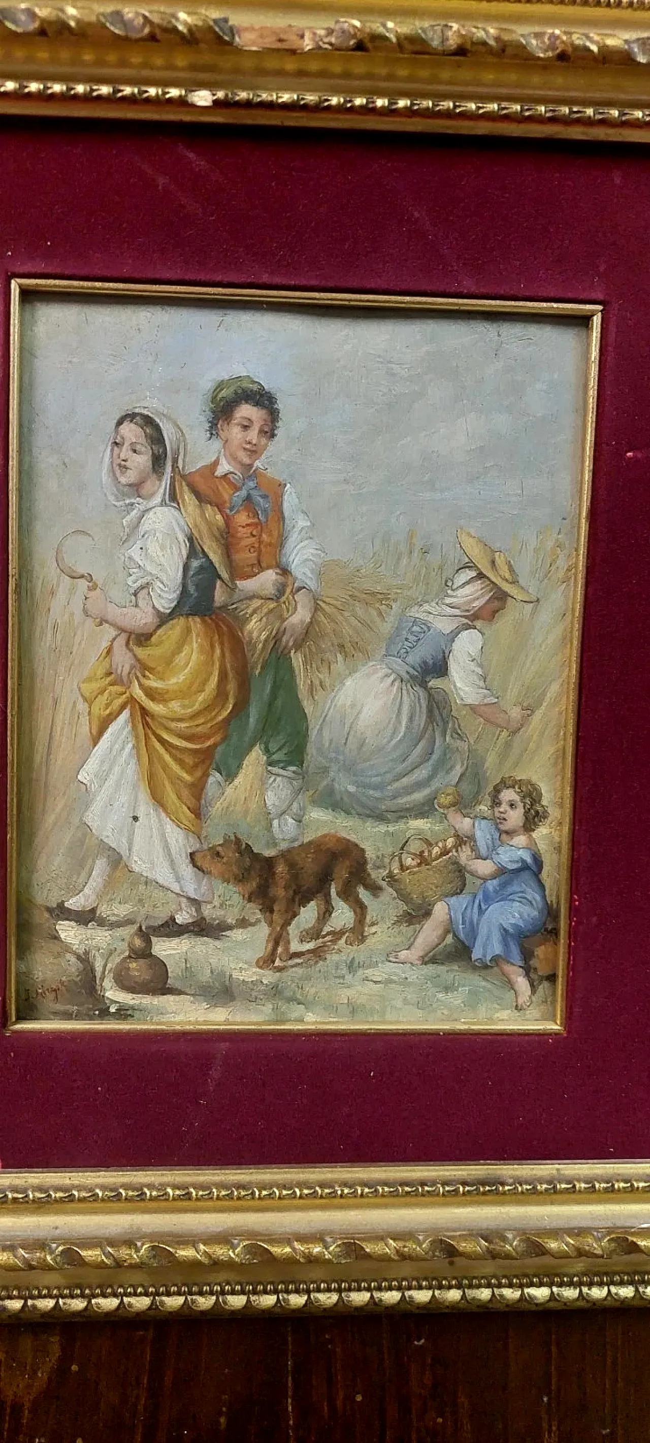 Scena contadina, olio su legno, metà '800 3