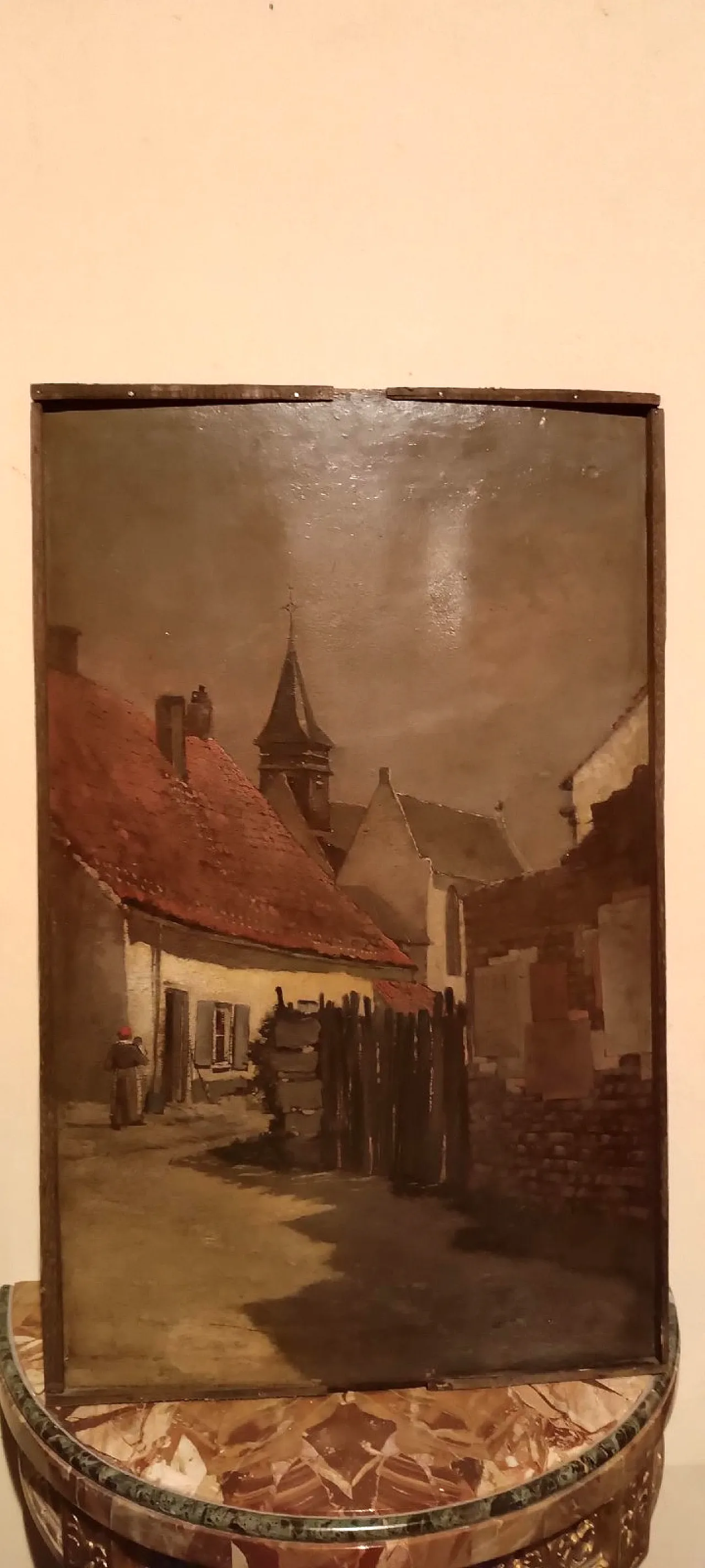 Paesaggio urbano, olio su tavola, scuola europea, '800 2