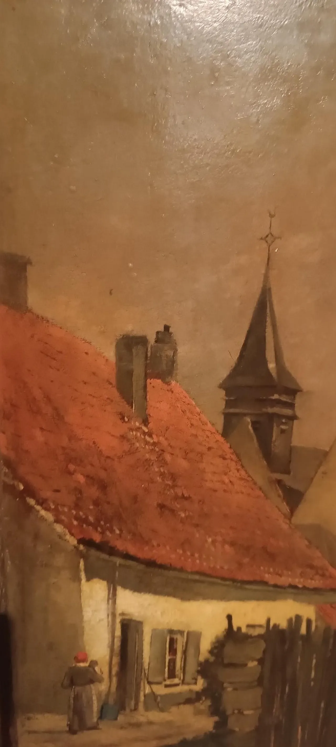 Paesaggio urbano, olio su tavola, scuola europea, '800 5