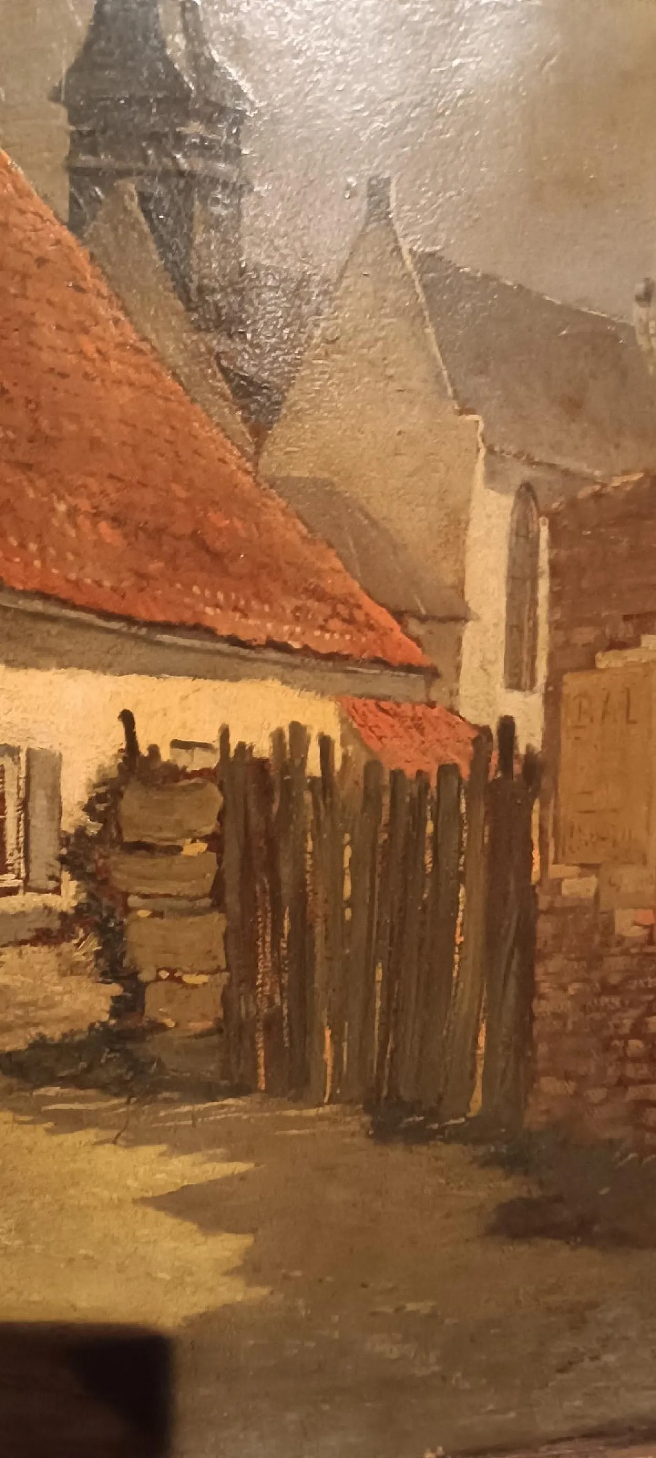Paesaggio urbano, olio su tavola, scuola europea, '800 7