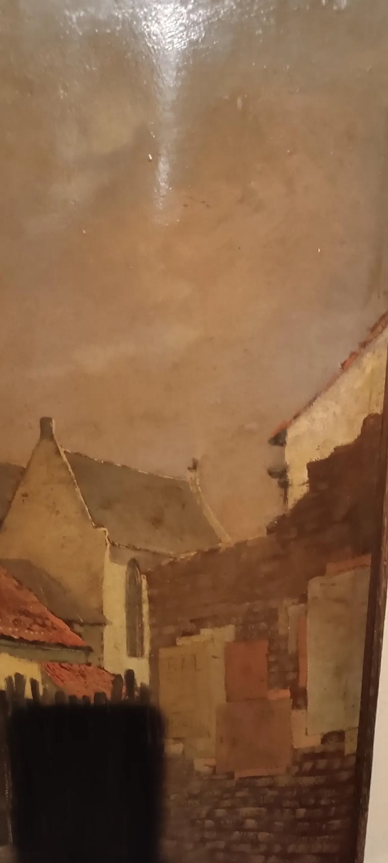 Paesaggio urbano, olio su tavola, scuola europea, '800 8