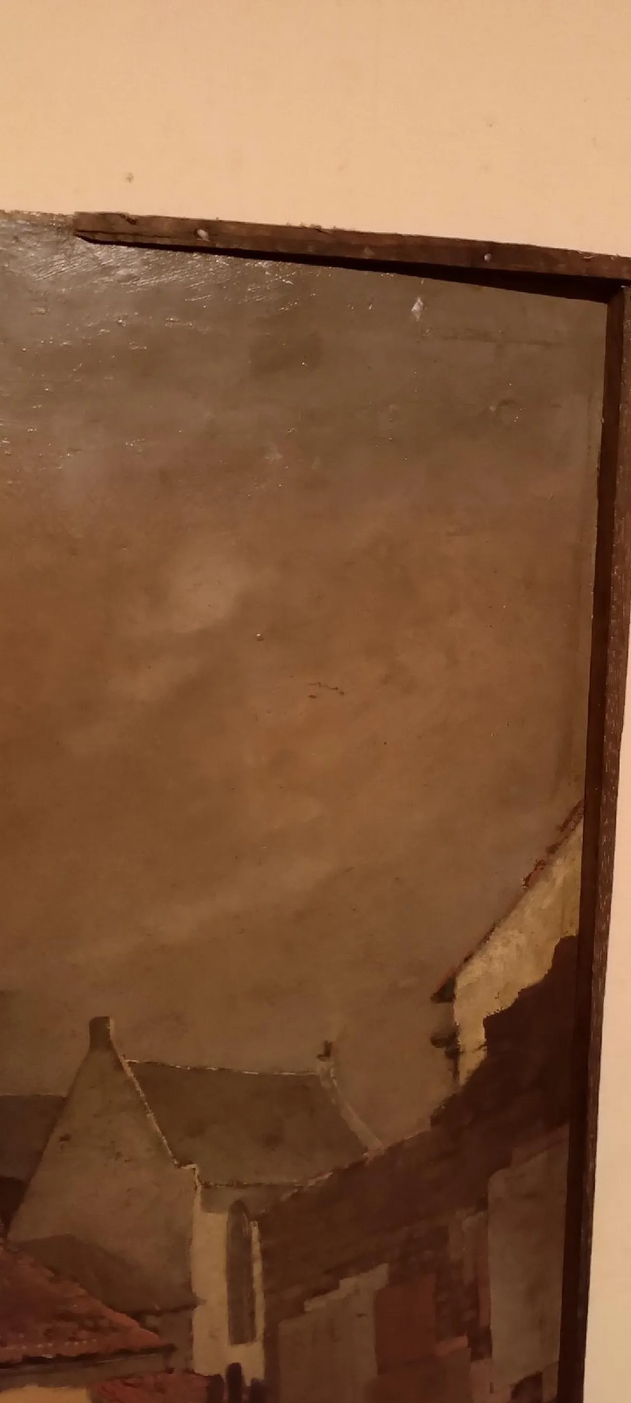 Paesaggio urbano, olio su tavola, scuola europea, '800 9