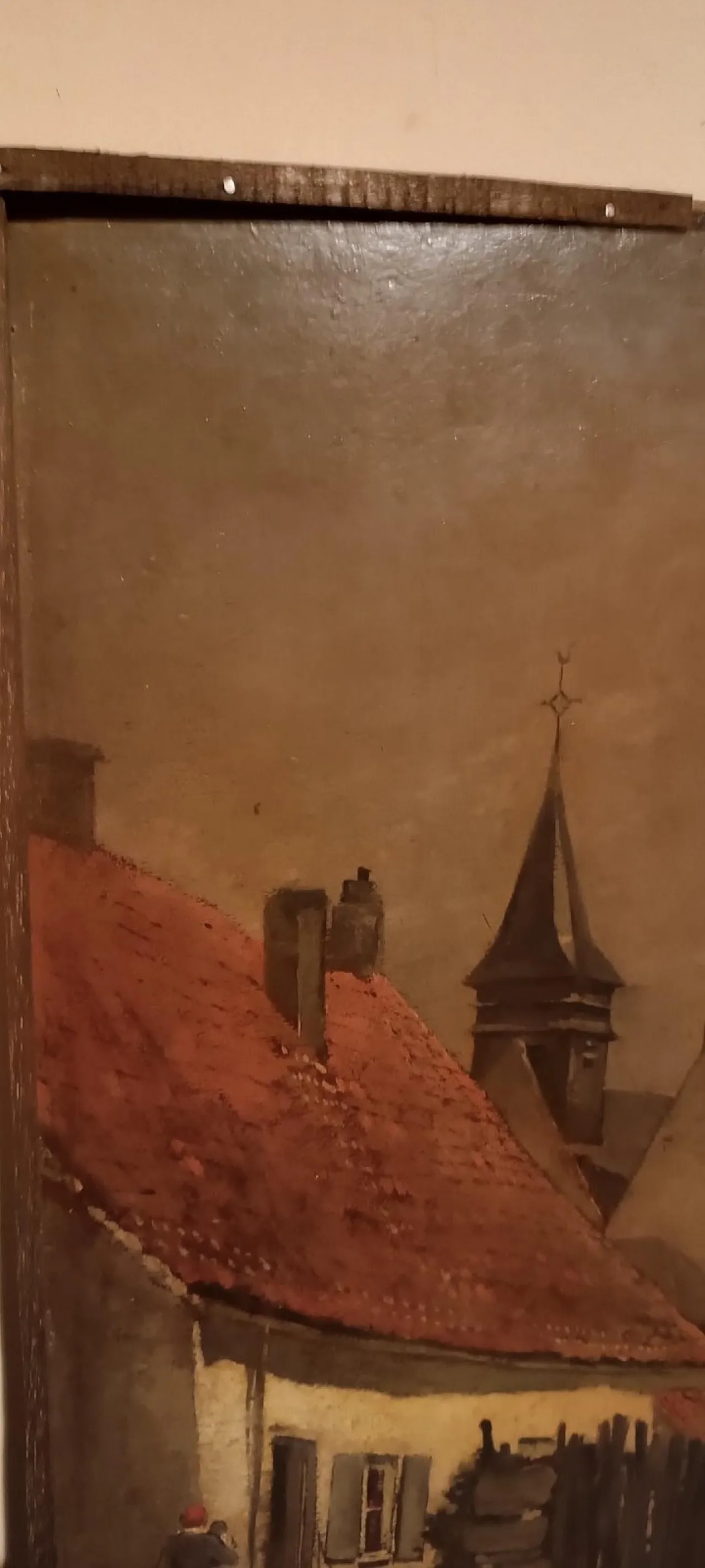 Paesaggio urbano, olio su tavola, scuola europea, '800 10