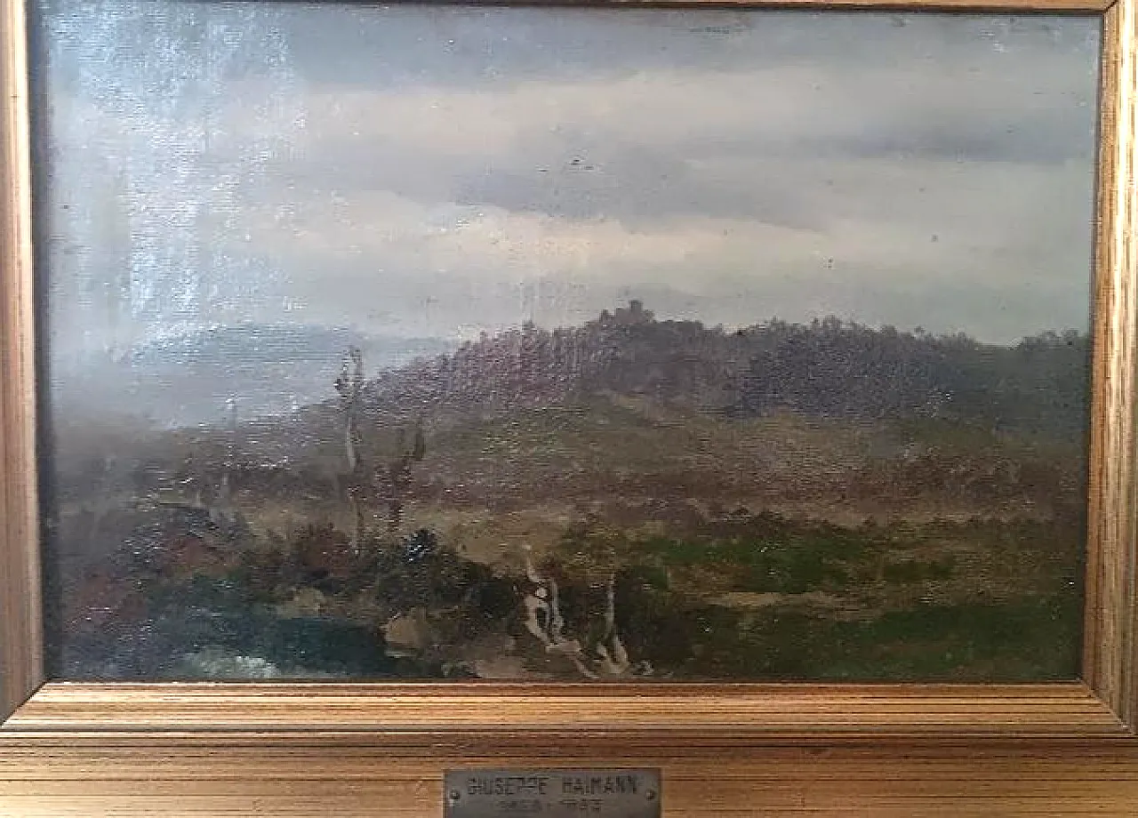 Paesaggio di Joseph Hainmann, olio su tela, '900 5