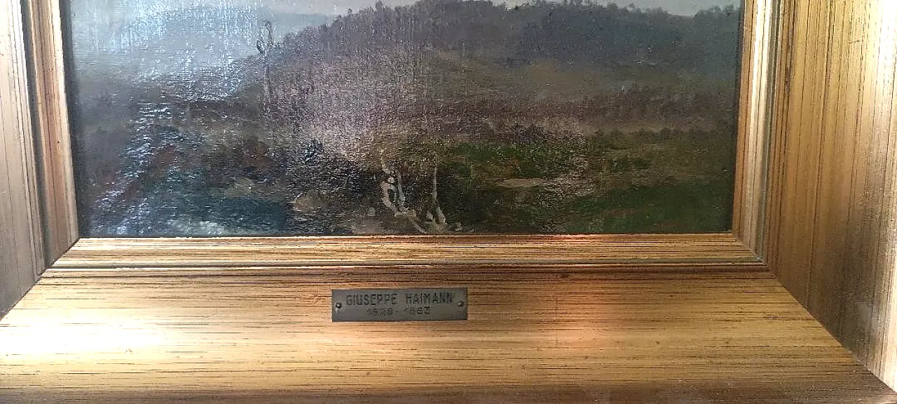 Paesaggio di Joseph Hainmann, olio su tela, '900 6
