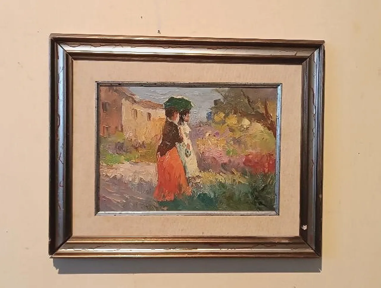 Dipinto olio su tela impressionista, metà '900 1