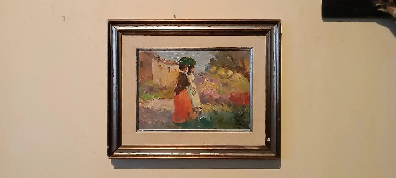 Dipinto olio su tela impressionista, metà '900 2