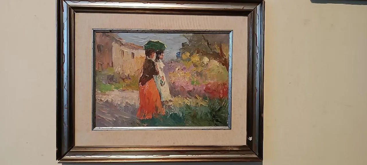 Dipinto olio su tela impressionista, metà '900 3