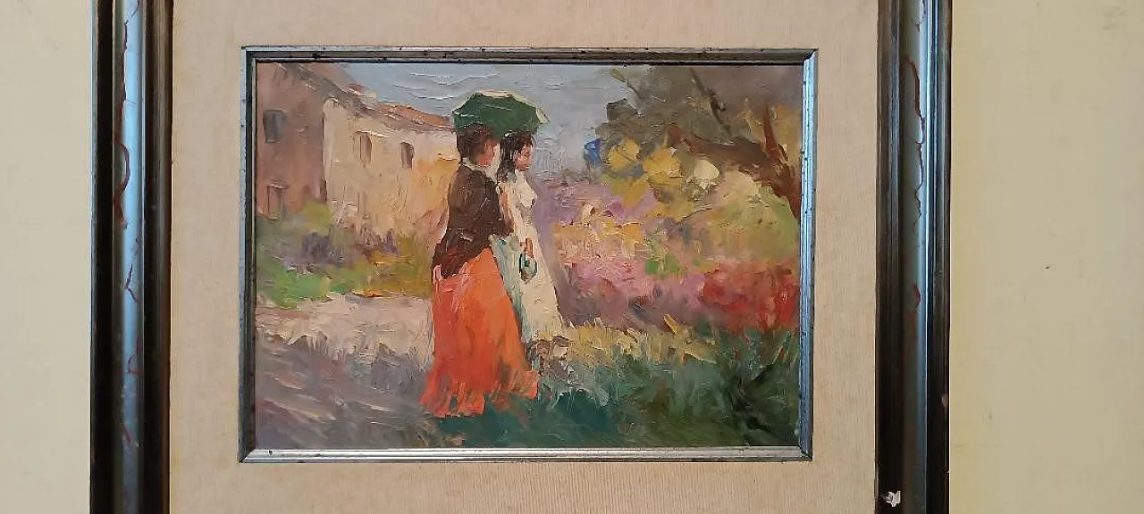 Dipinto olio su tela impressionista, metà '900 4