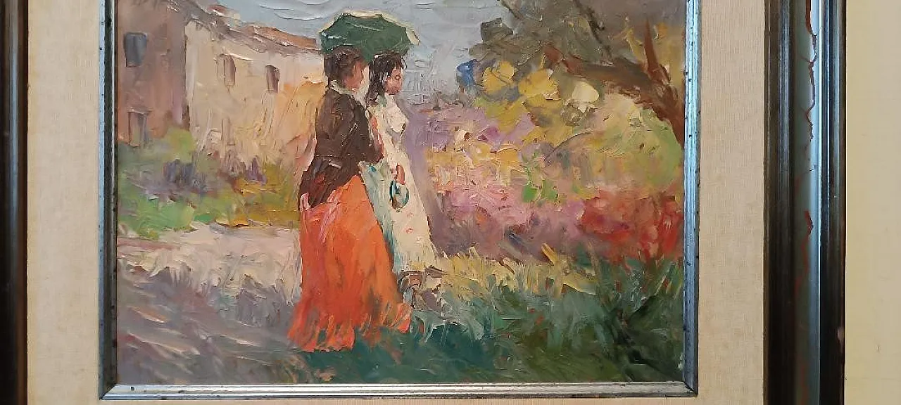 Dipinto olio su tela impressionista, metà '900 5