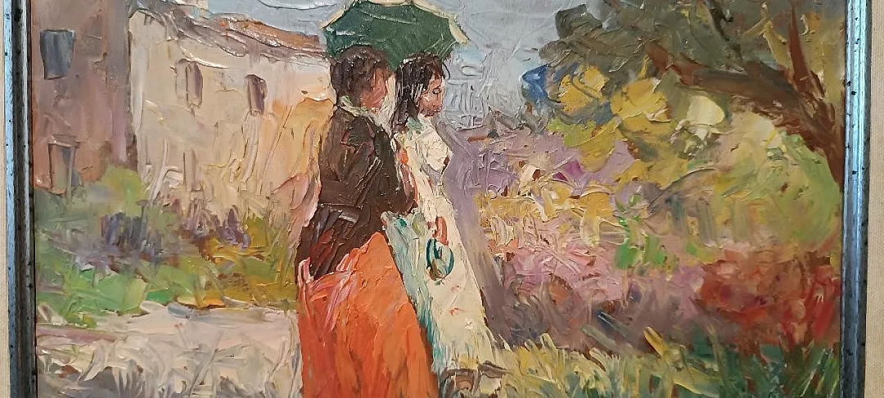 Dipinto olio su tela impressionista, metà '900 6