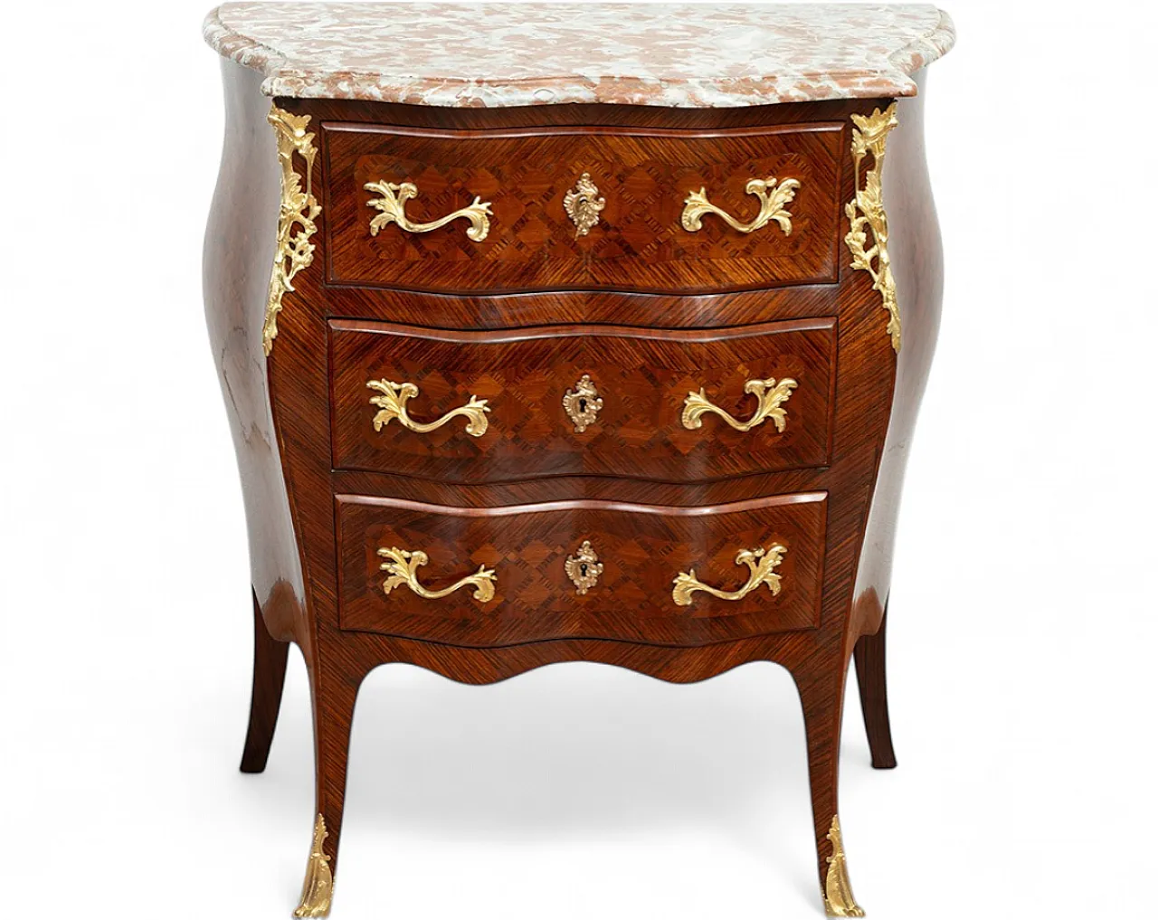 Napoleon III chest of drawers in precious exotic woods, 19th century 8