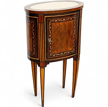 Louis XVI Neapolitan bedside table in polychrome wood, 19th century