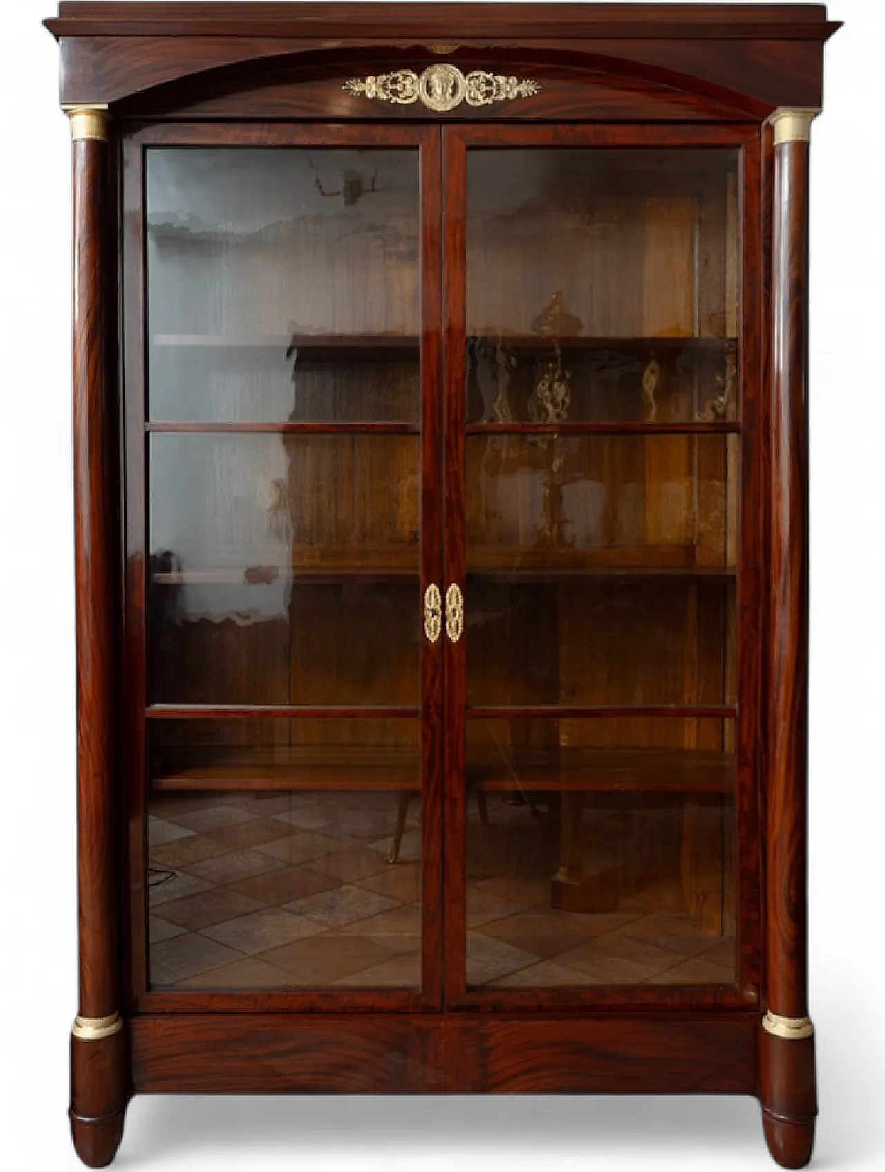 Empire bookcase in mahogany feather and bronze, 19th century 7