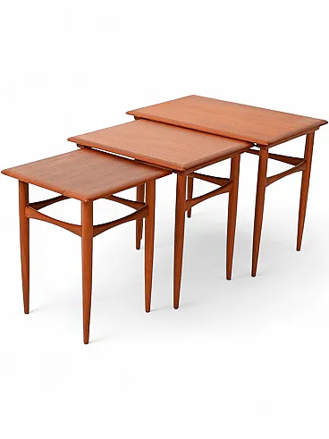 Tavolini ad incastro scandinavi in teak, metà '900