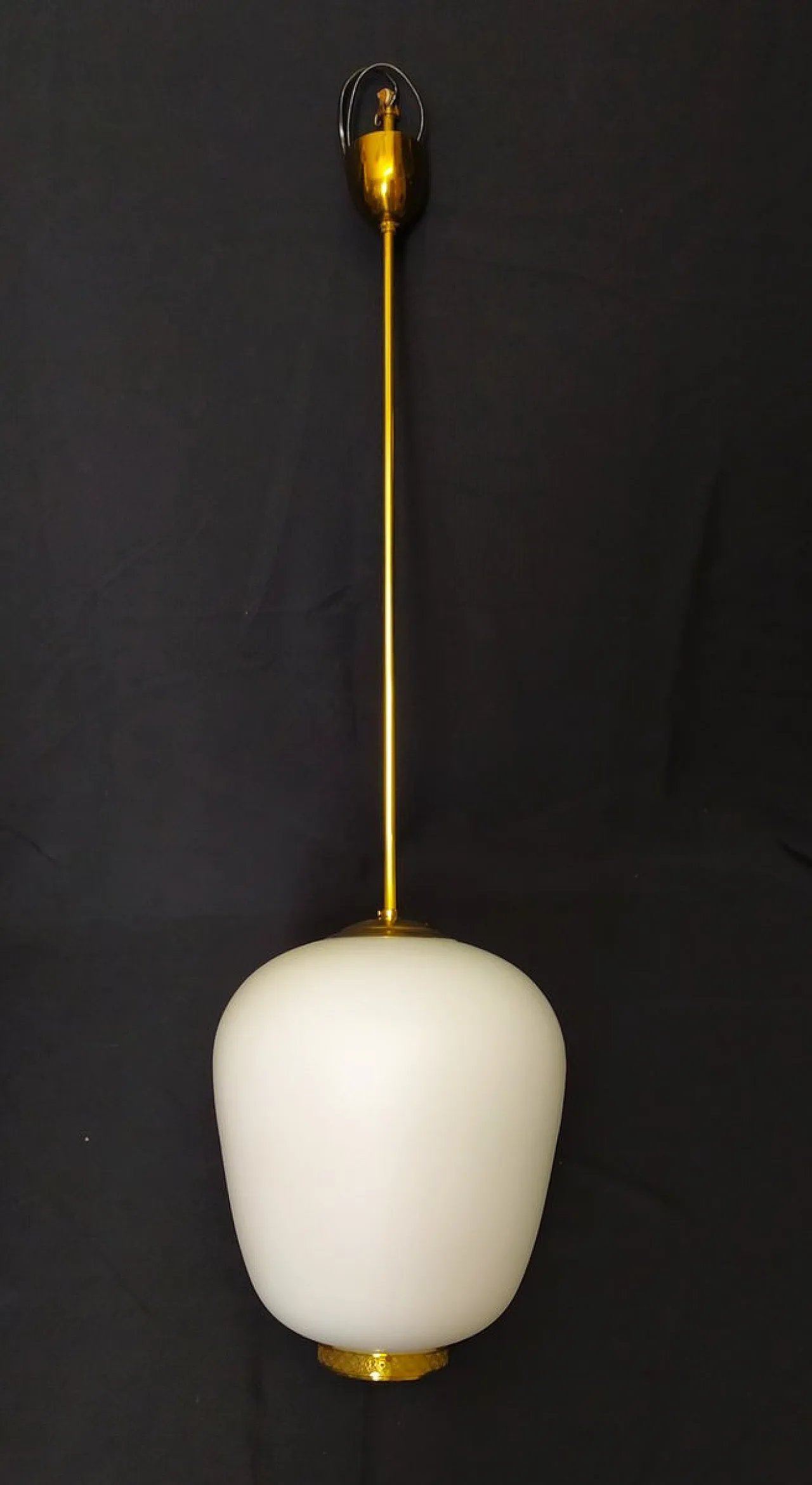 Lampadario in vetro e ottone di Gino Sarfatti per Arteluce, anni '50 1