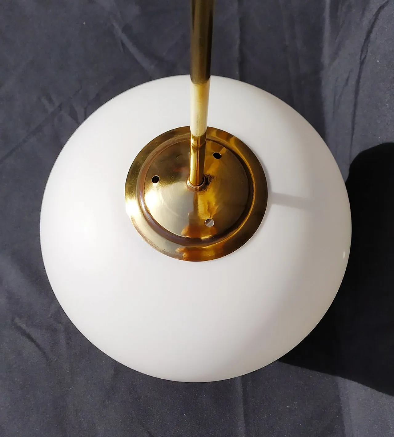 Lampadario in vetro e ottone di Gino Sarfatti per Arteluce, anni '50 6