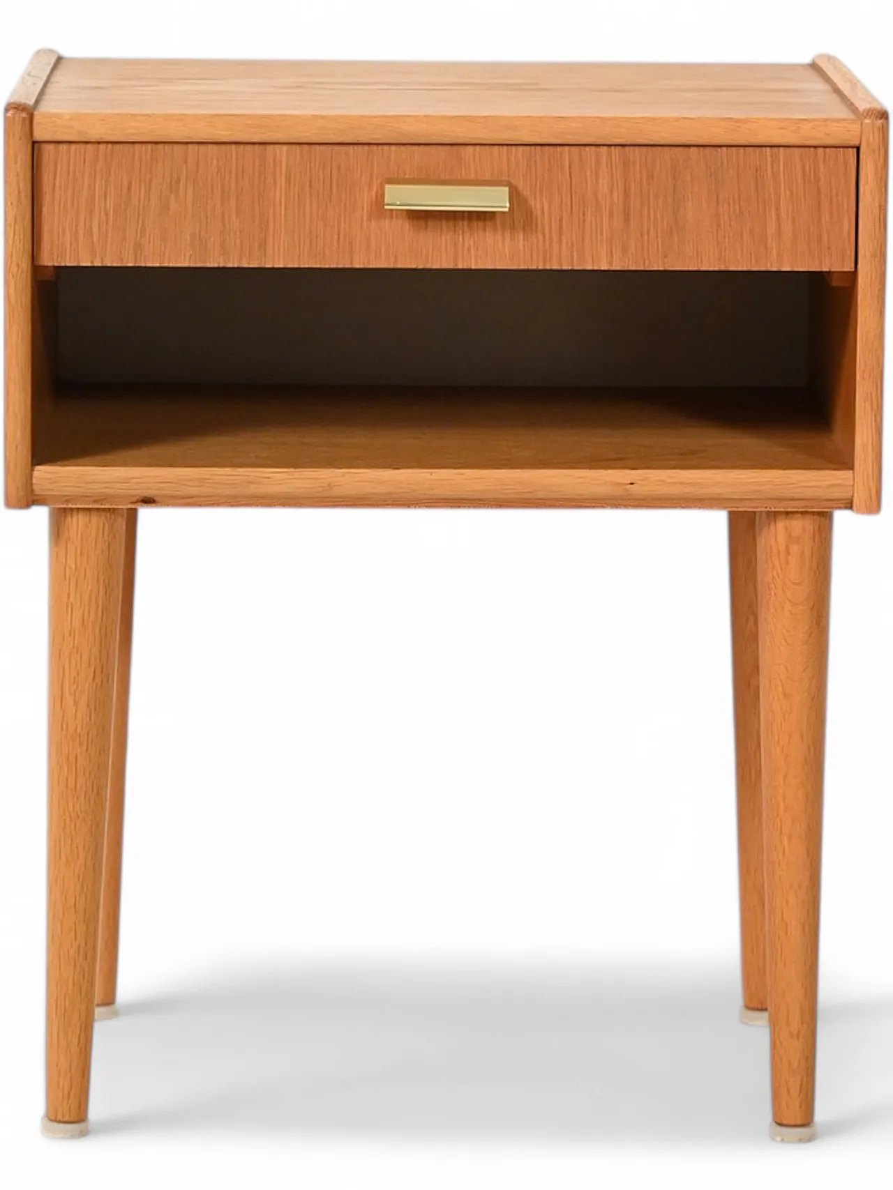 Scandinavian bedside table with brass handle, mid-20th century 9