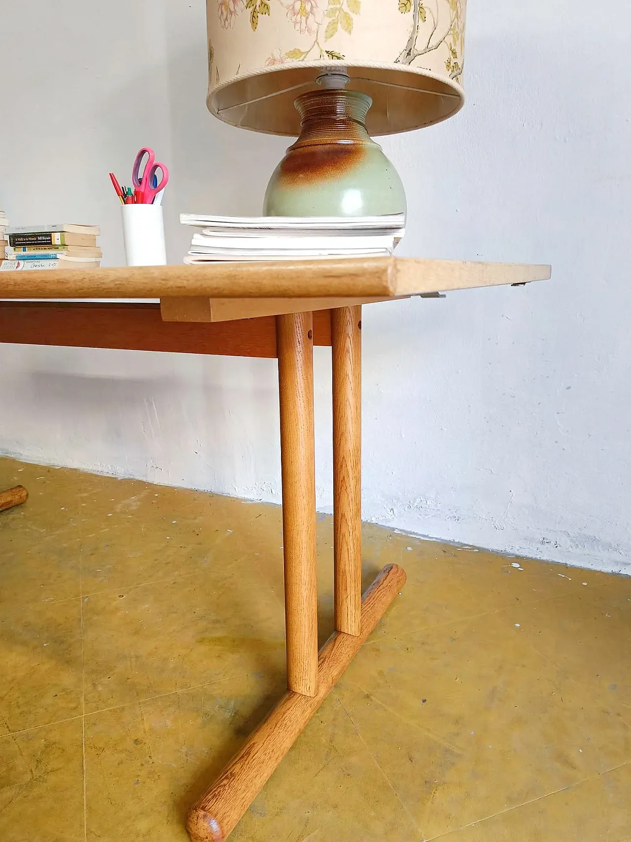 Light Oak Table Central Base Danish, 60s 4