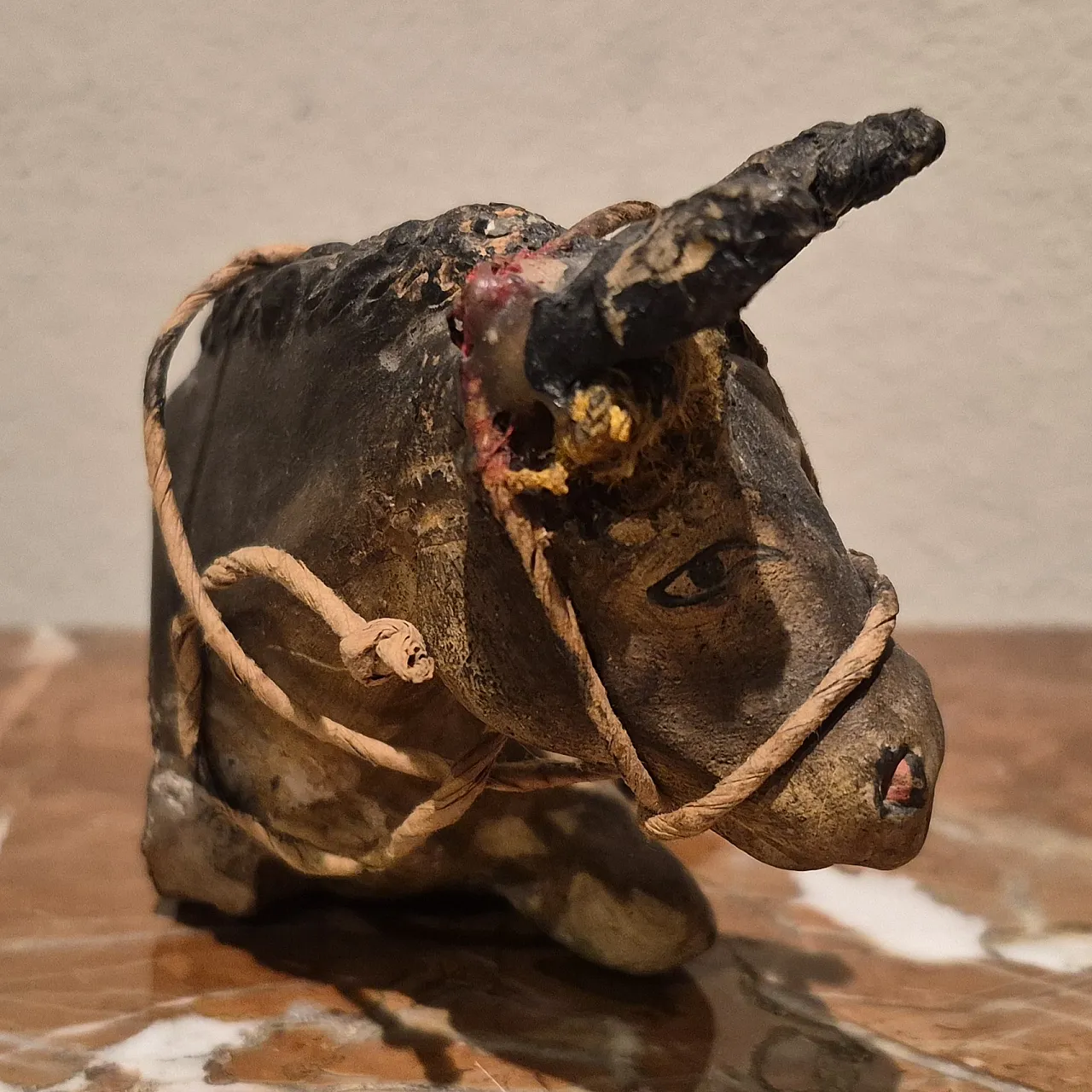 Donkey nativity scene statue in polychrome terracotta, Naples, 18th c 3