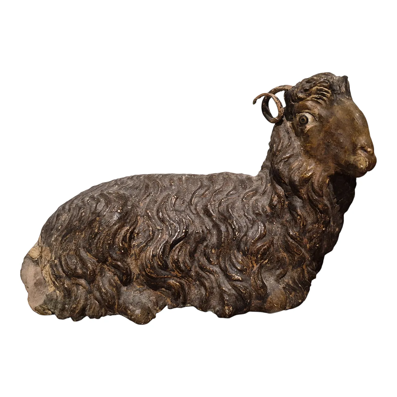 Montone nativity scene statue in polychrome terracotta, Naples, 18th c 1