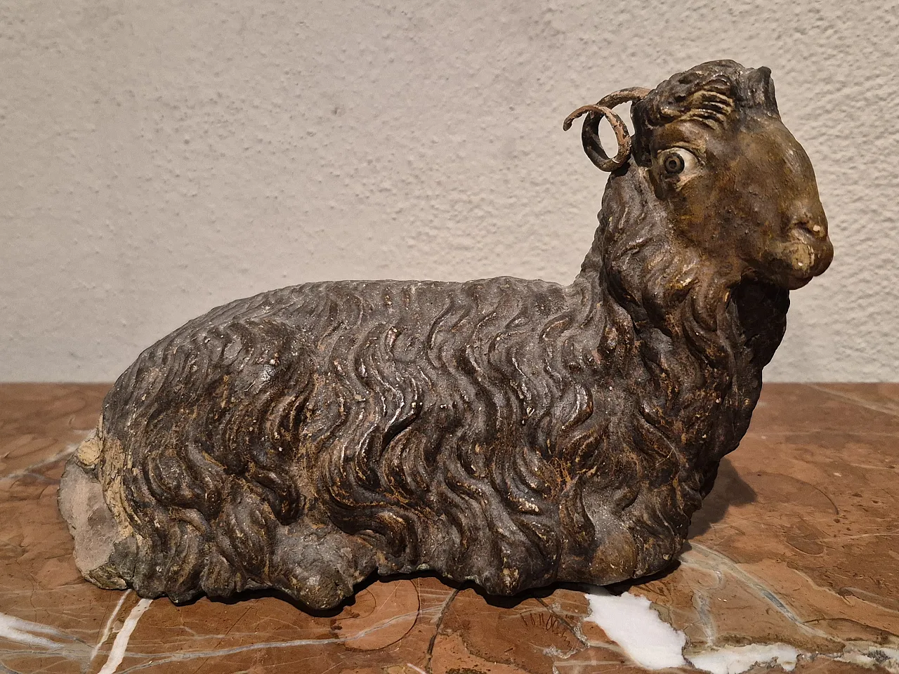 Montone nativity scene statue in polychrome terracotta, Naples, 18th c 2