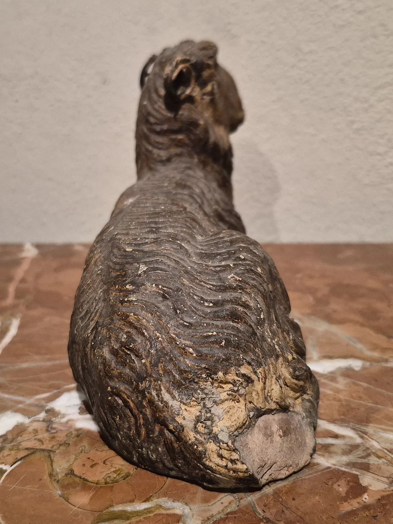 Montone nativity scene statue in polychrome terracotta, Naples, 18th c 3