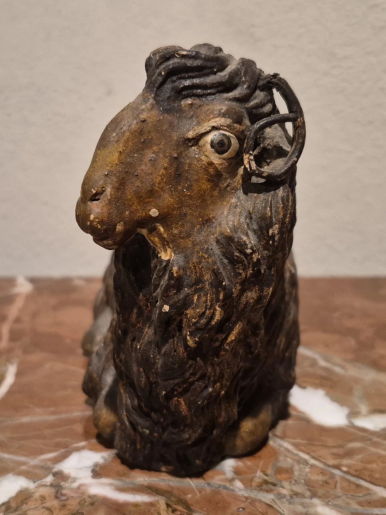 Montone nativity scene statue in polychrome terracotta, Naples, 18th c 5