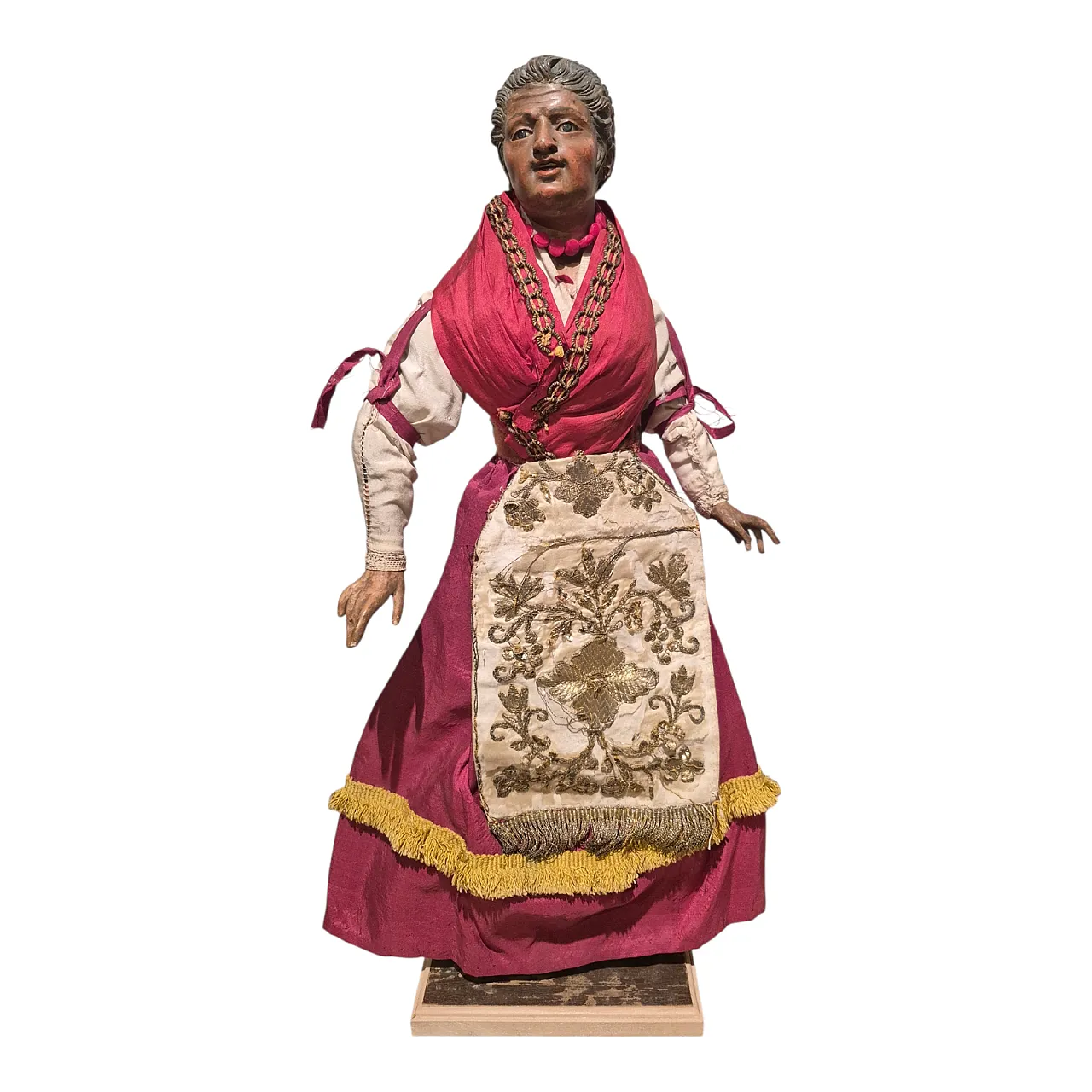 Housewife ativity scene statue in terracotta, glass, polychrome fabric 1