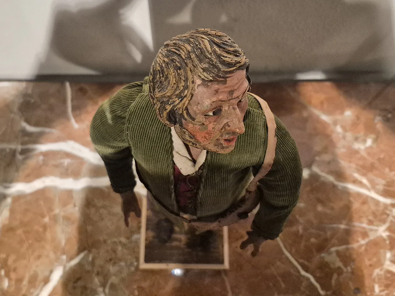 Shepherd nativity scene statue in terracotta, glass, polychrome fabric 6