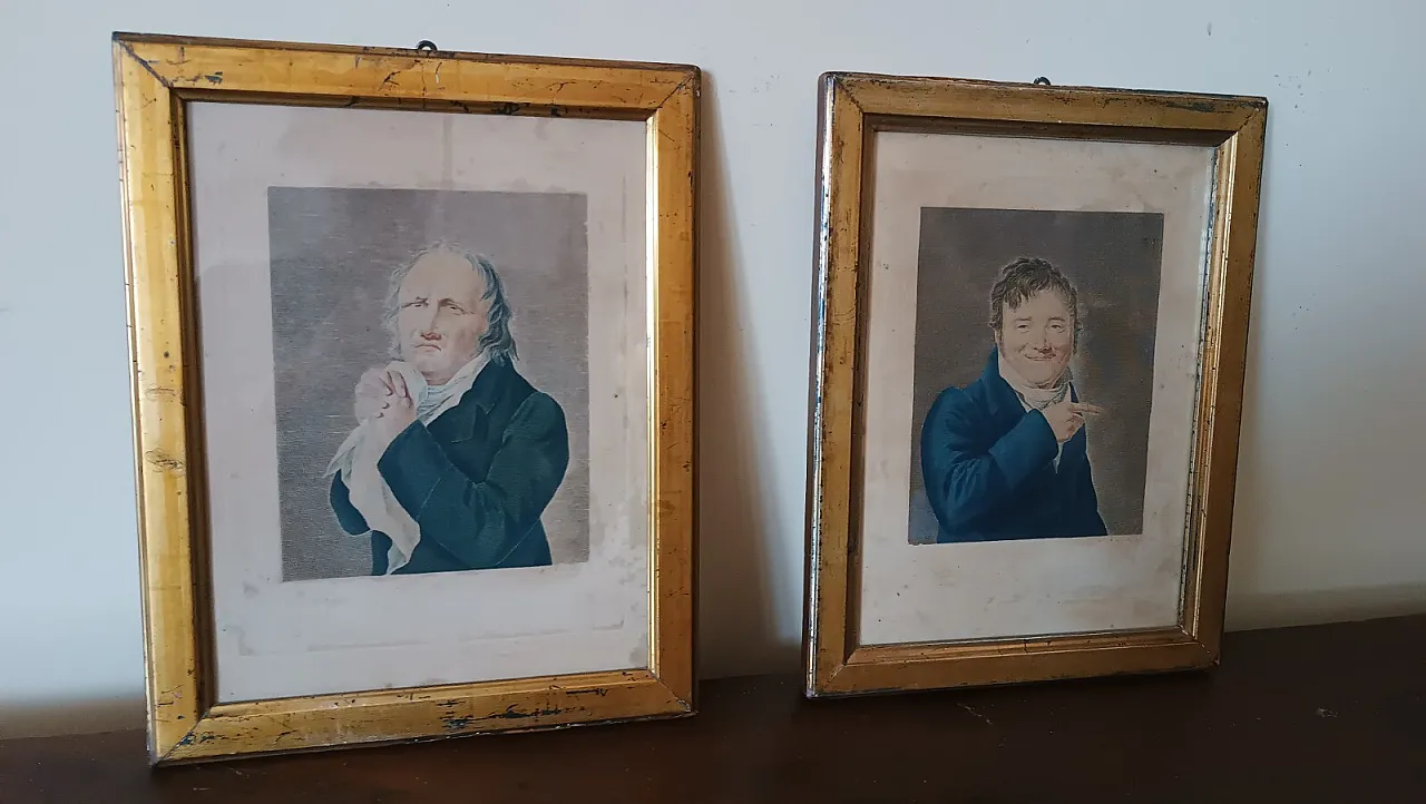 Coppia di incisioni di boilly raffiguranti caricature di politici, 800 1