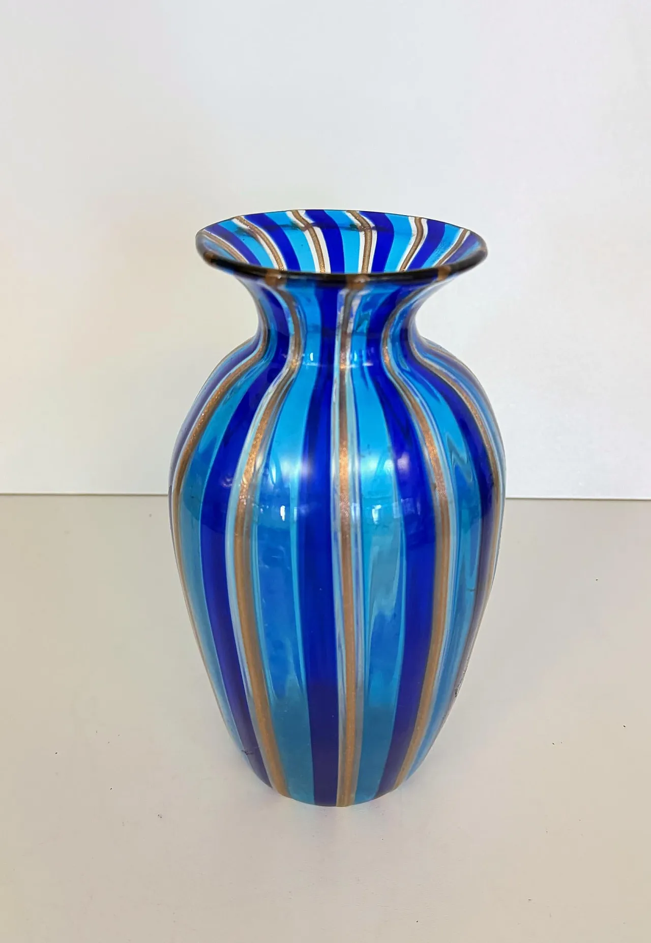 Murano glass vase with blue and light blue canes, 1980s 3