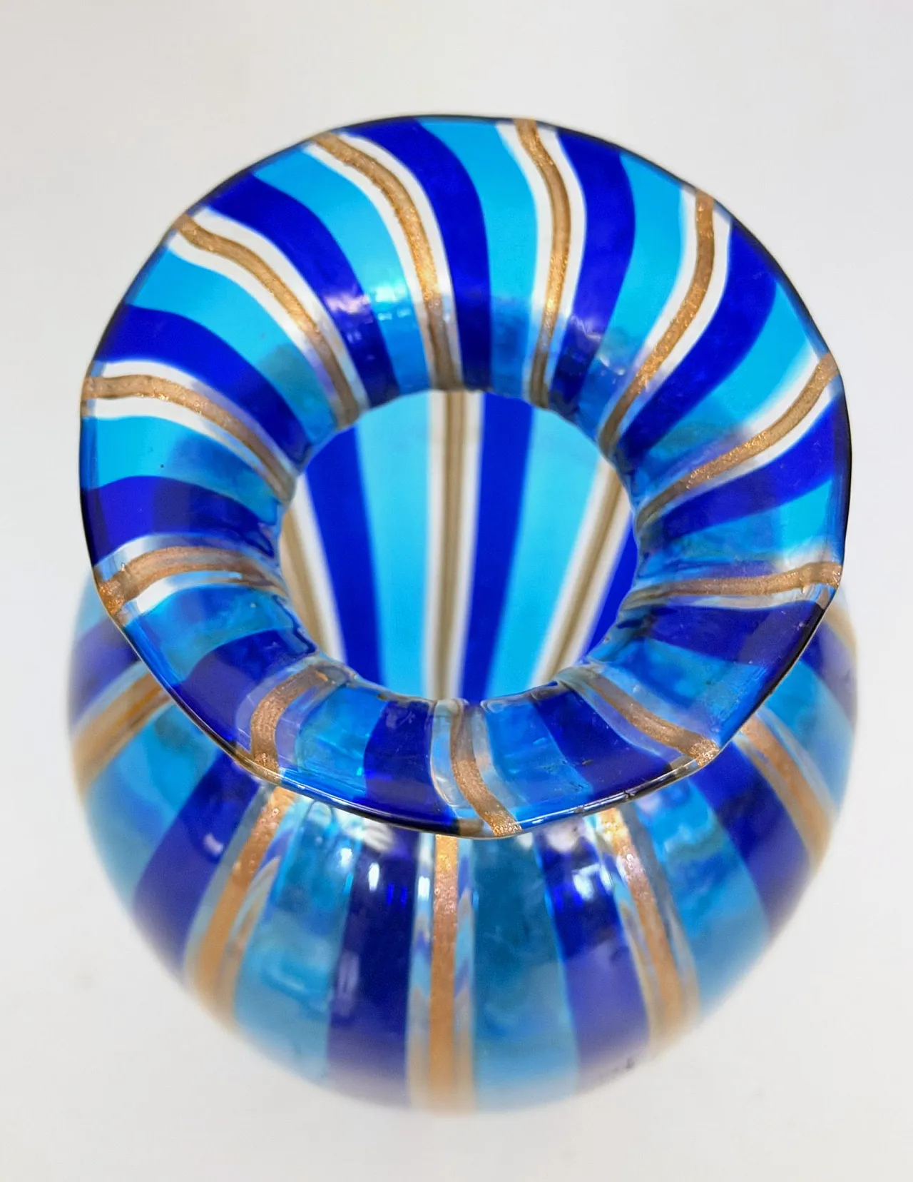 Murano glass vase with blue and light blue canes, 1980s 4