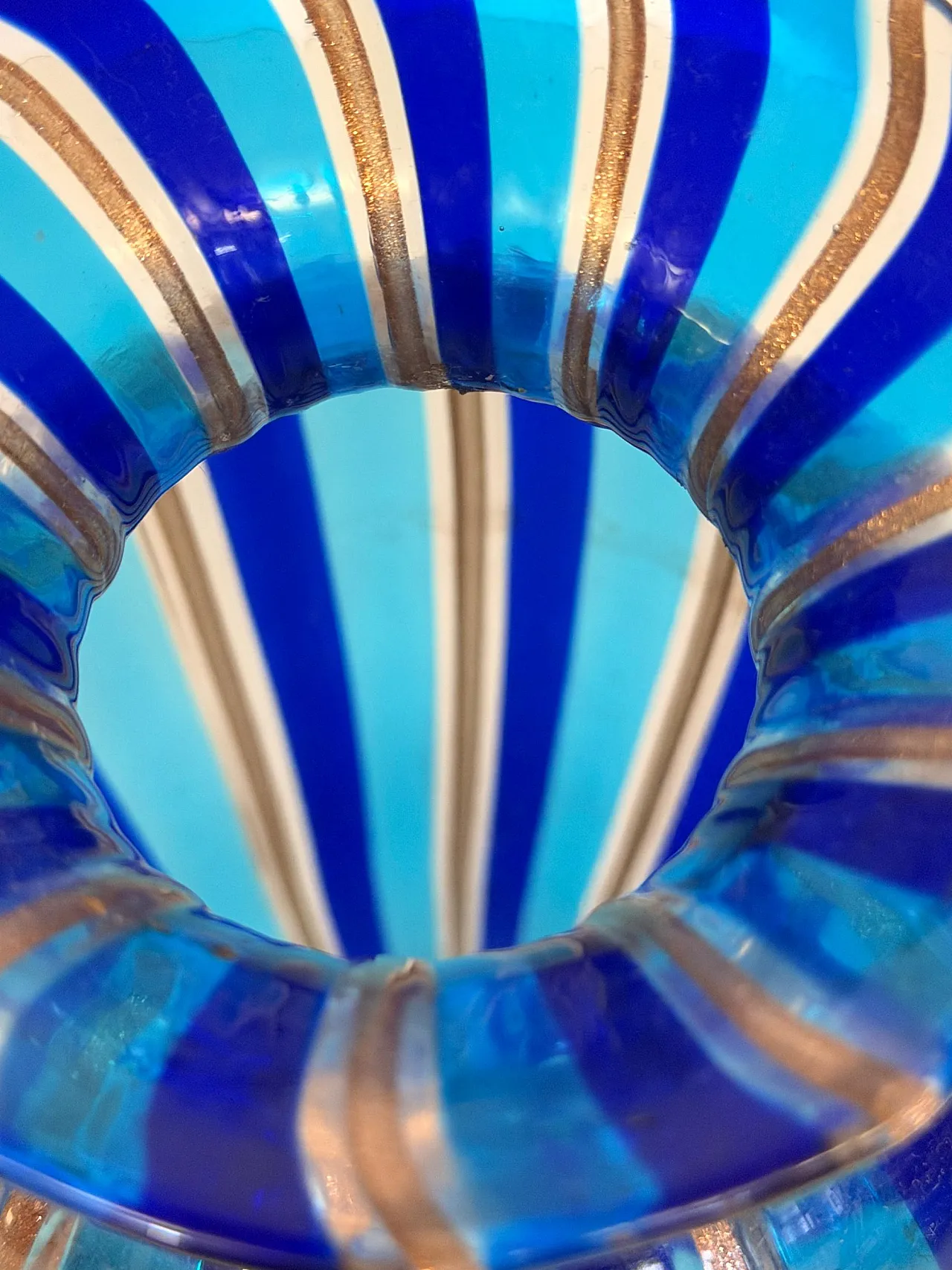 Murano glass vase with blue and light blue canes, 1980s 5