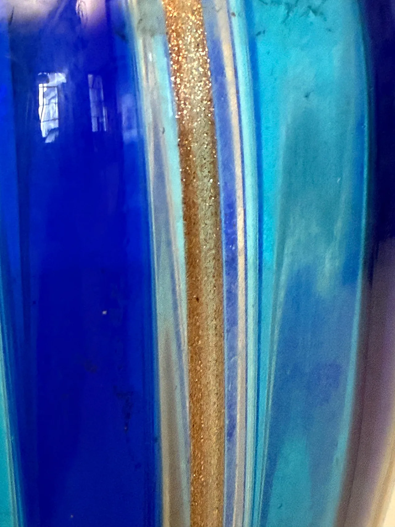 Murano glass vase with blue and light blue canes, 1980s 7