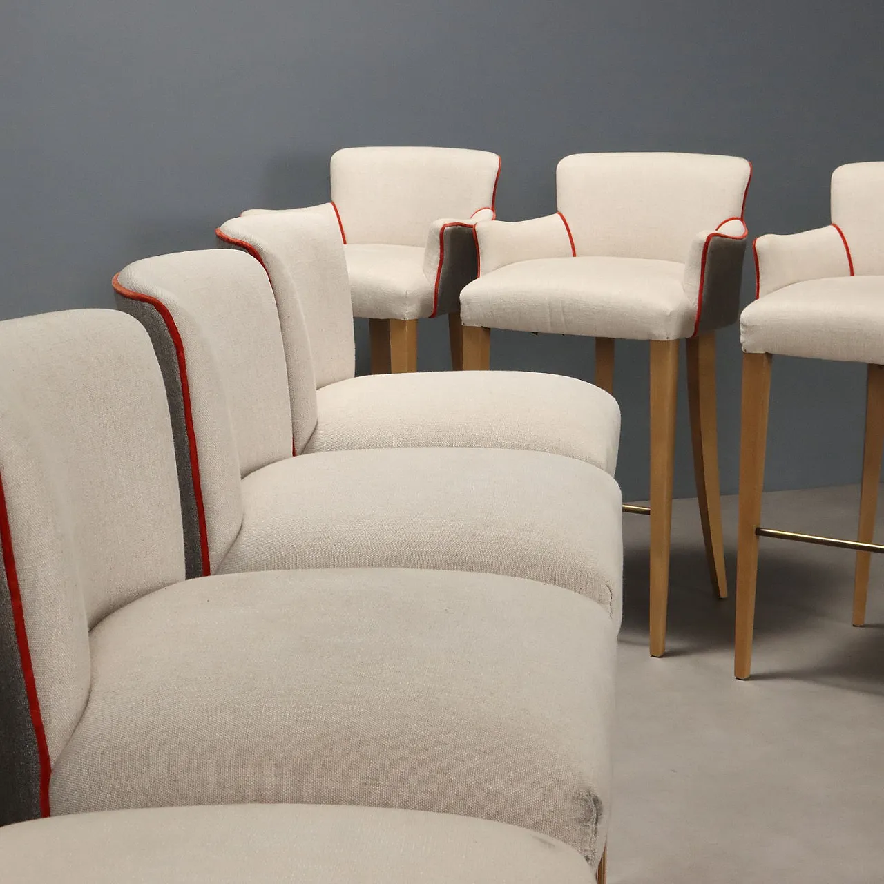 8 Sgabelli di William Yeoward in faggio e ottone, '900 4