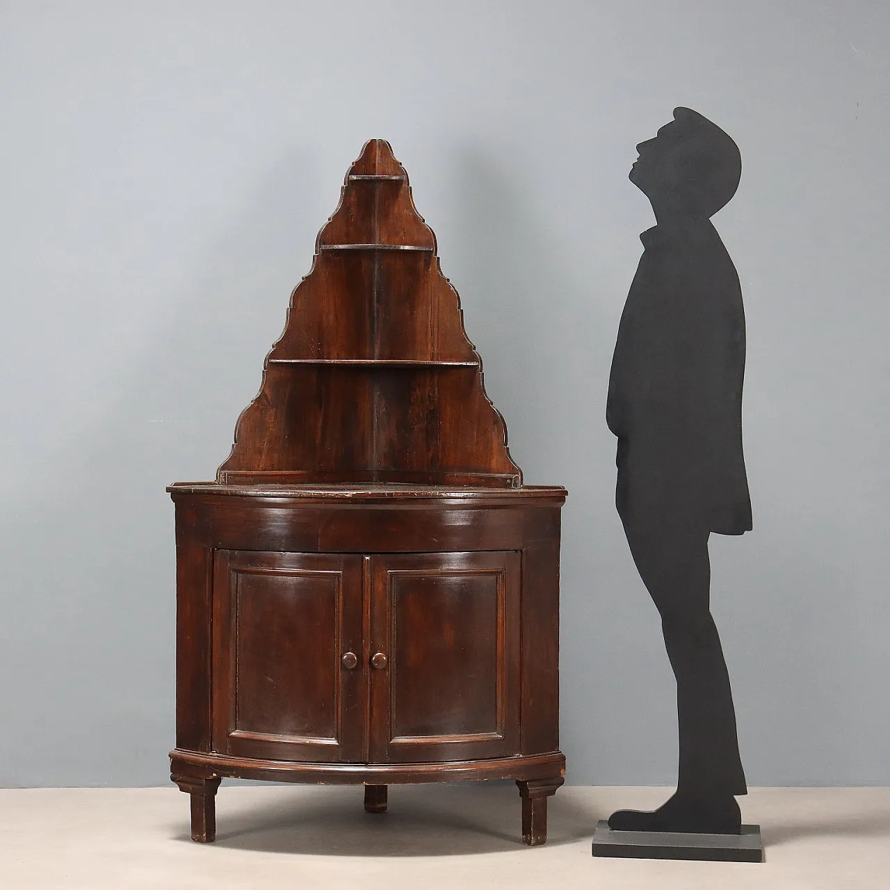 Mobile ad angolo in pioppo tinto noce, fine '800 3