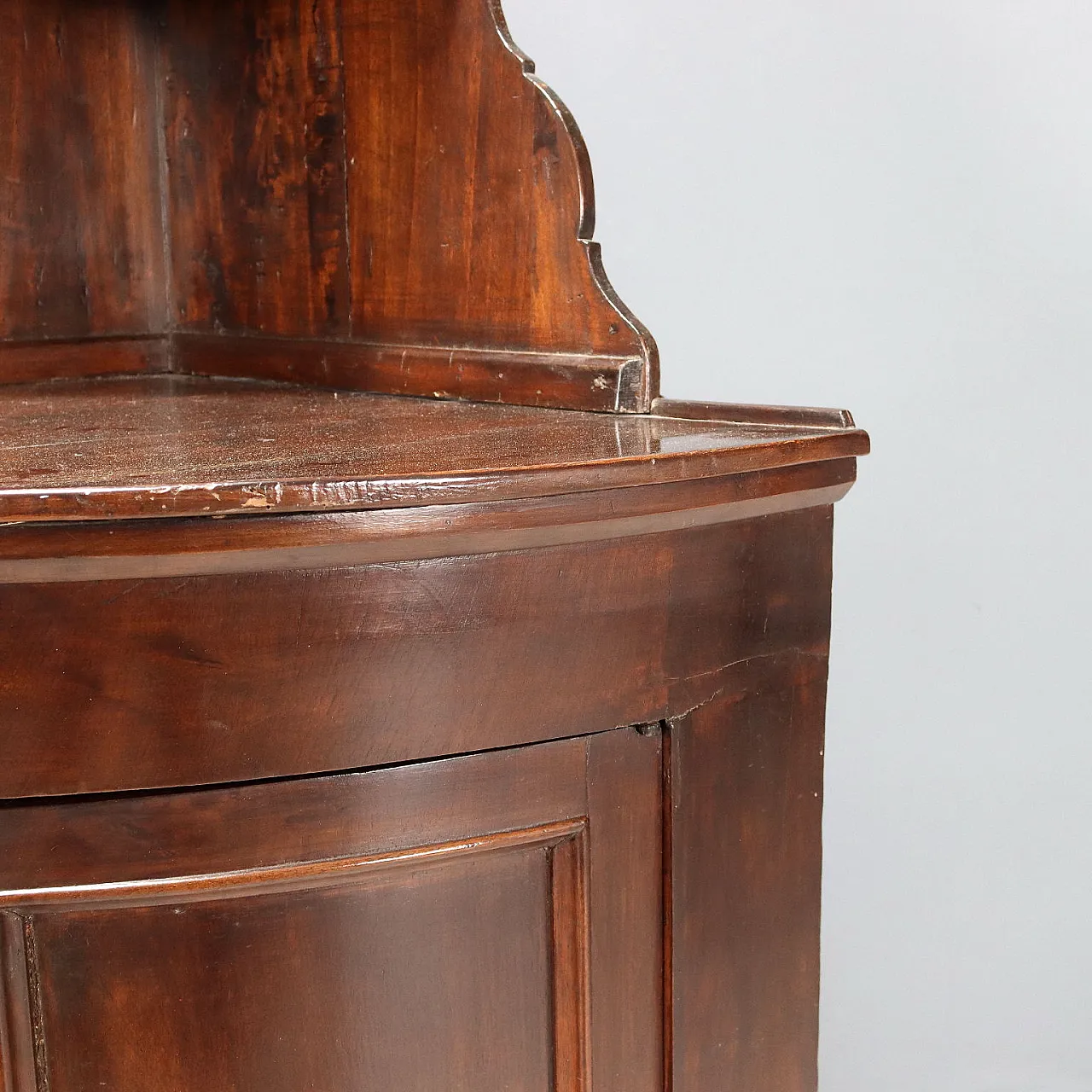 Mobile ad angolo in pioppo tinto noce, fine '800 6