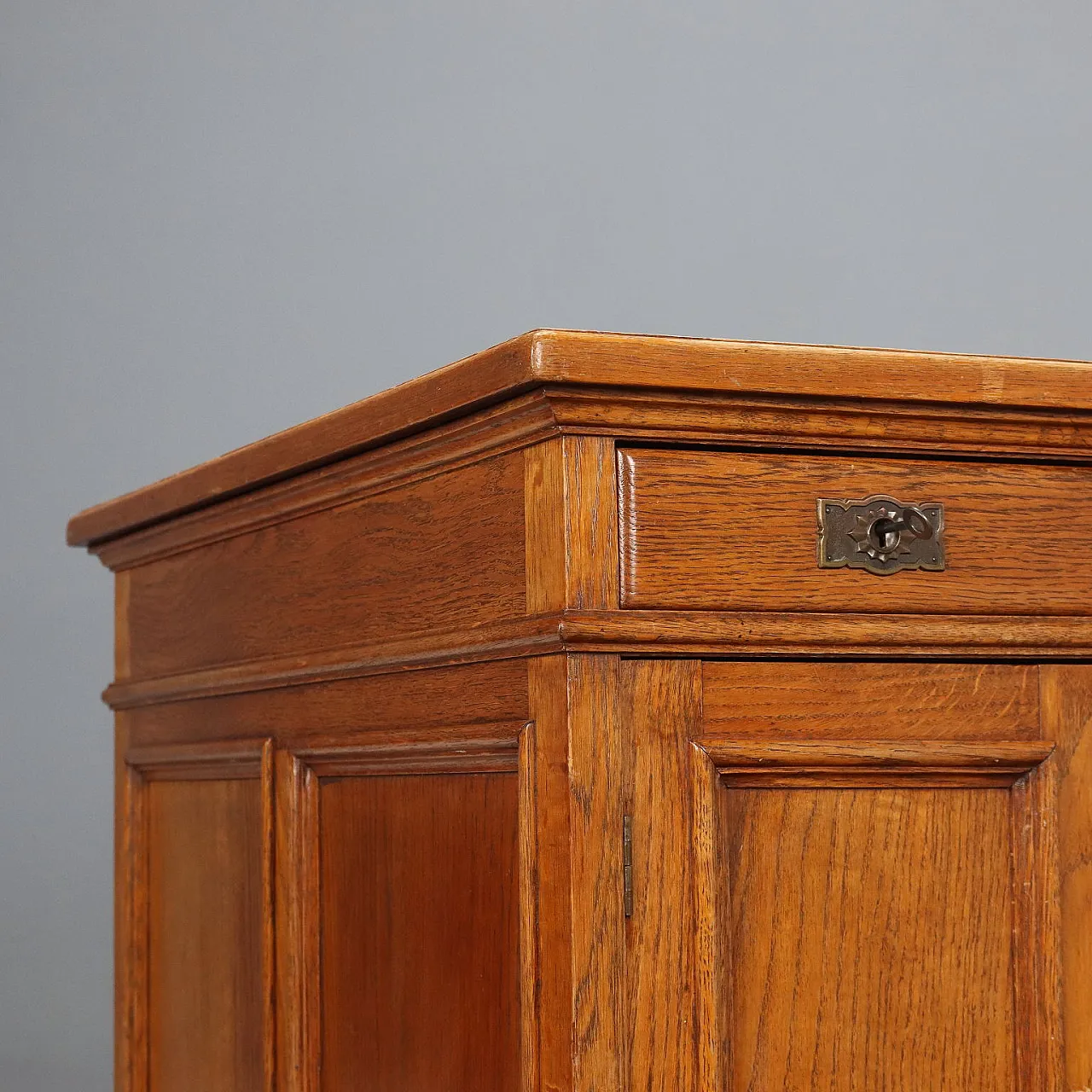 Scrivania in rovere e pelle nera, fine '800 5