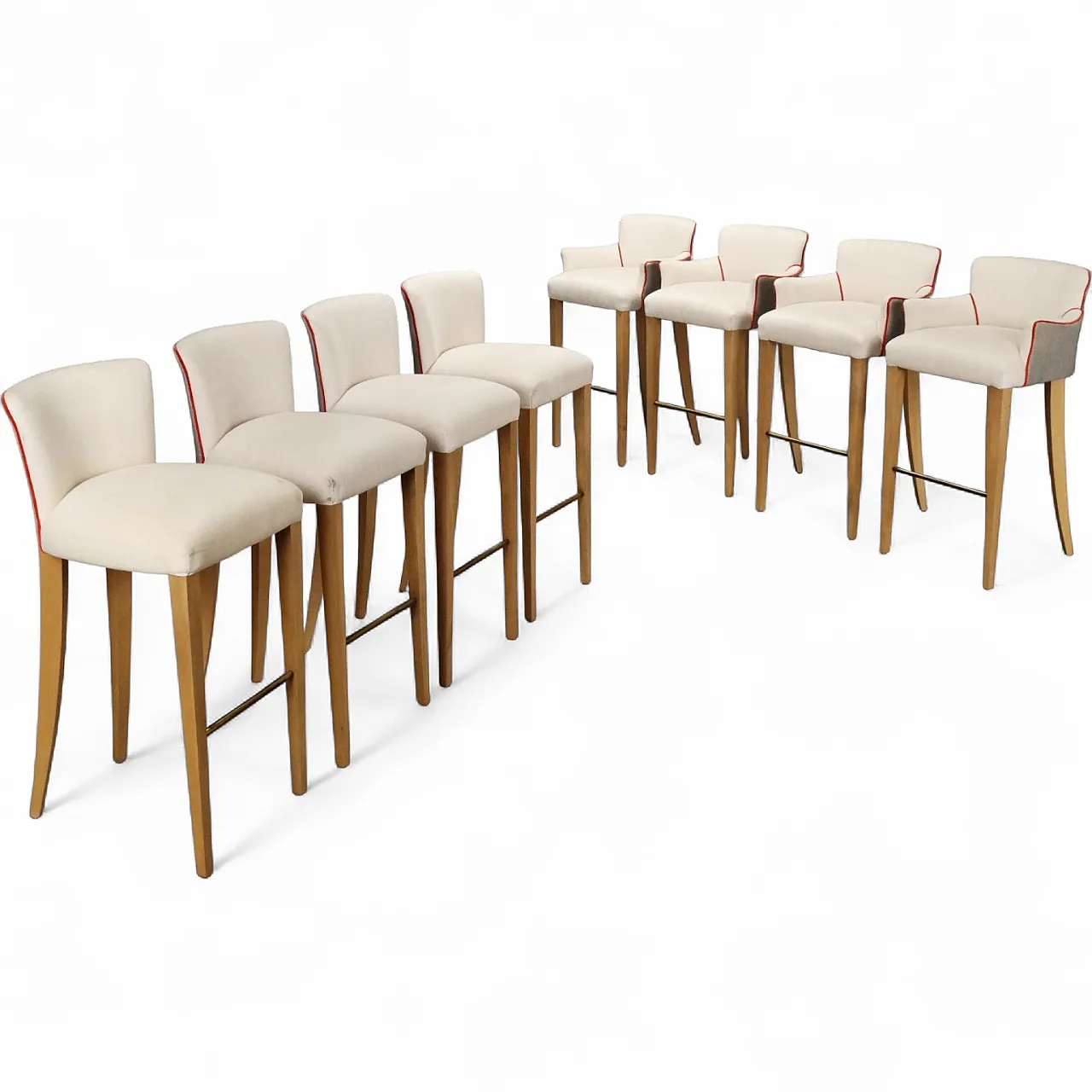 8 Sgabelli di William Yeoward in faggio e ottone, '900 11